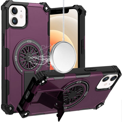 Phone Case for Apple iPhone 12 /12 Pro Invisible Kickstand Magnetic Car Mount Friendly Shockproof Texture Anti Slip Durable Grip Heavy Duty Hybrid Cover Purple