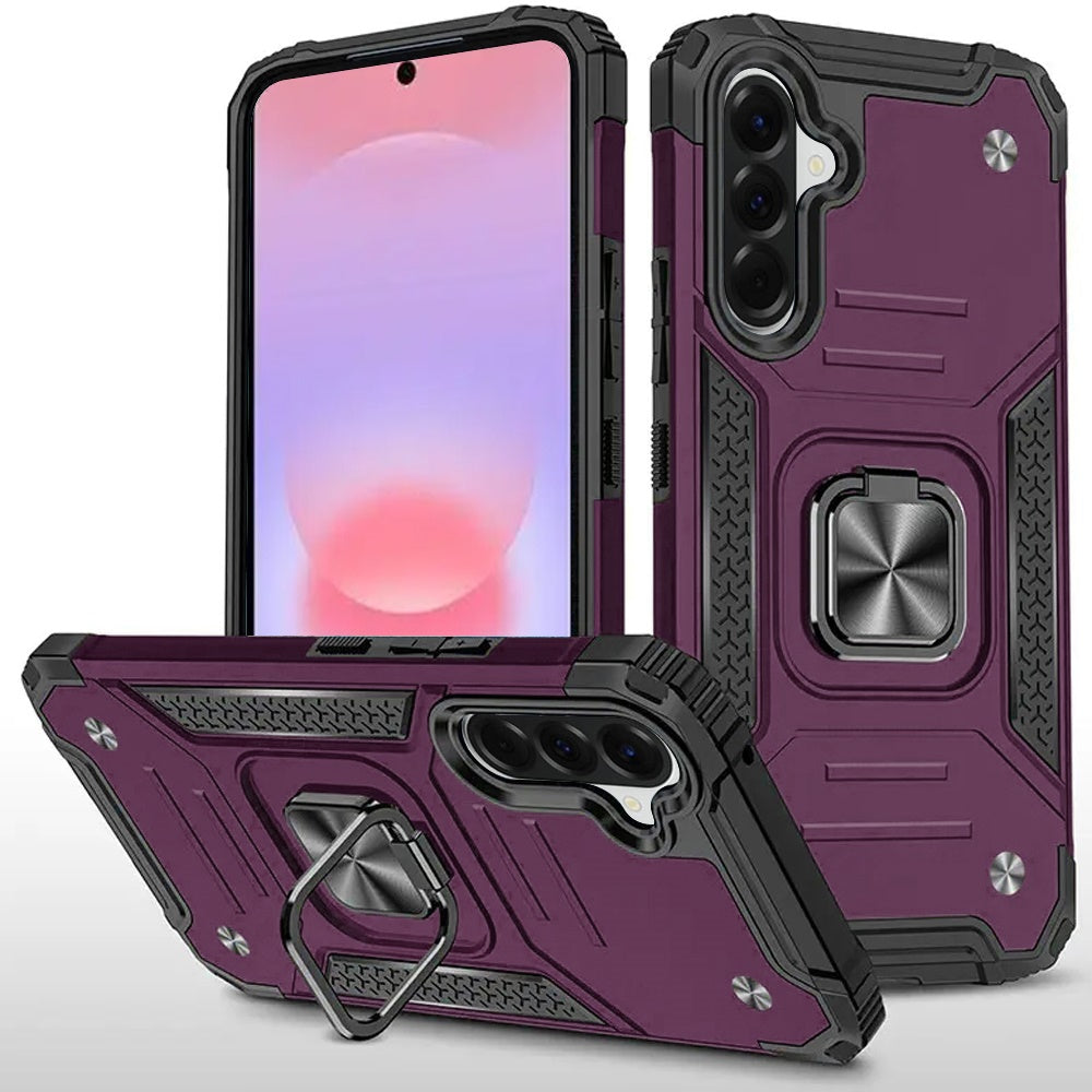 Phone Case for Samsung Galaxy A37 / A36 Magnetic Car Mount Hybrid Ring Stand Shockproof Rugged Grip Armor Heavy Duty Protective TPU Durable Cover Purple