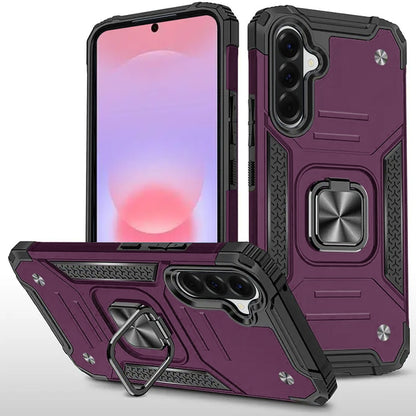 Phone Case for Samsung Galaxy A37 / A36 Magnetic Car Mount Hybrid Ring Stand Shockproof Rugged Grip Armor Heavy Duty Protective TPU Durable Cover Purple