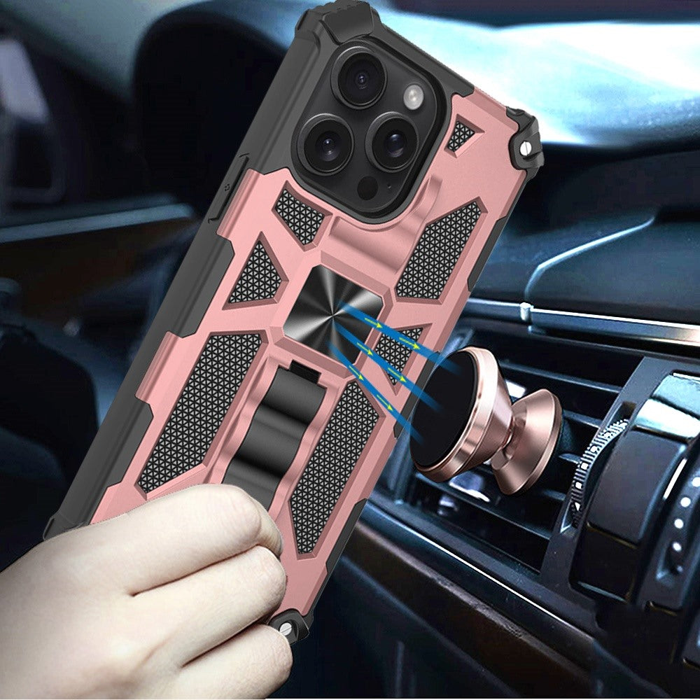 Phone Case for Apple iPhone 13 Pro Built in Magnetic Hiden Kickstand Shockproof Rugged Armor Grip Hybrid Heavy Duty Anti Slip Protective Style Cover Gold