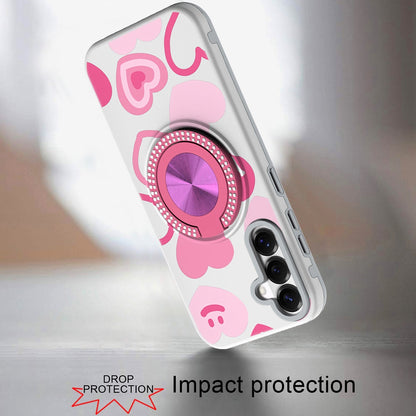 Phone Case for Samsung Galaxy S26 FE /Fan Edition Magnetic Ring Stand Matte Metal Hybrid Car Mount Friendly Shockproof Rotational Grip Diamond Design Pattern Cover