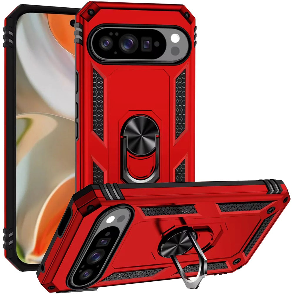 For Google Pixel 10 /Pixel 10 Pro Hybrid Shockproof Durable 360 Degree Rotatable Ring Stand Holder Kickstand Fit Magnetic Car Mount Case Cover