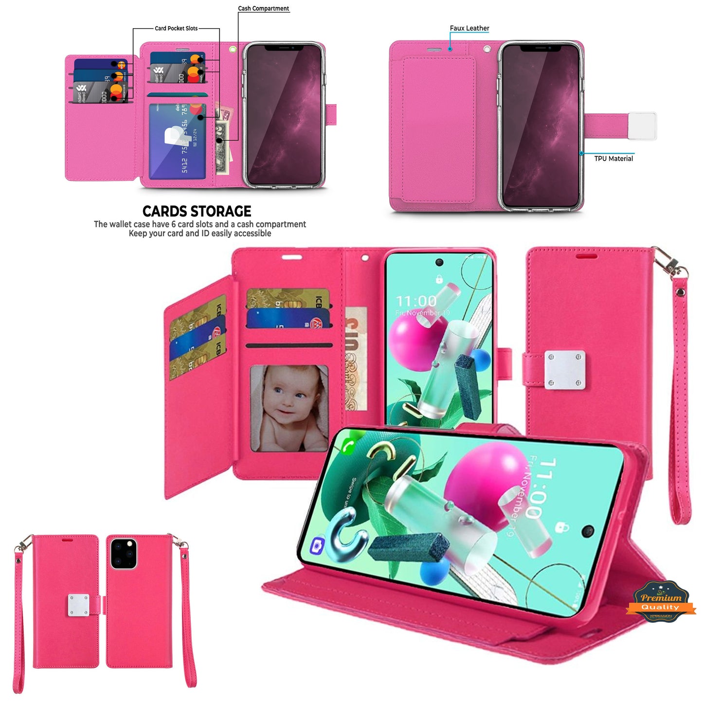 For Motorola Moto G 5G 2025 Wallet Cases PU Leather with Credit Card /ID /Cash Holder Slot Dual Flip Book Pouch, Stand and Strap Case Cover