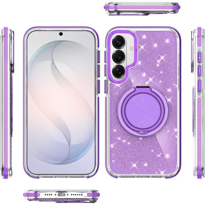 Phone Case for Samsung Galaxy S26 FE /Fan Edition Magnetic Hybrid 360 Rotating Ring Kickstand Tough Hard PC Soft TPU Glitz Shimmer Glitter Shock Absorbing Cover