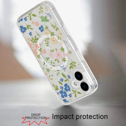 For Apple iPhone 16 Plus Cute Fashion Pattern Design, Durable Shockproof Slim TPU Hard Back, MagSafe Compatible Case Cover Nightly Floral