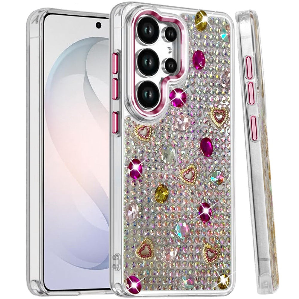 Chrome Fashion Hybrid Bling Diamond Heart Rhinestone Decorative Stones Sparkling Embellished Design