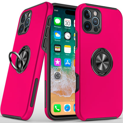 For iPhone 16 Pro Max (6.9") Hybrid 360 Degree Rotatable Metal Invisible Ring Stand Holder Slim Fit Magnetic Car Mount Shockproof Case Cover Cosmic Orange