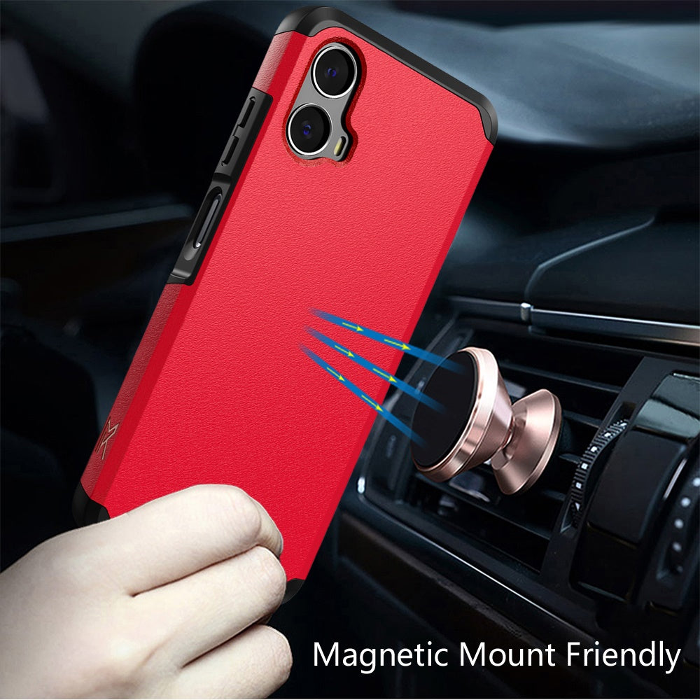 For Motorola Moto G Power 5G 2024 Fashion Graphic Design Hybrid 2in1 Tough Strong Hard PC TPU Frame, Magnet Mount Friendly, Shockproof Protection Case Cover Red