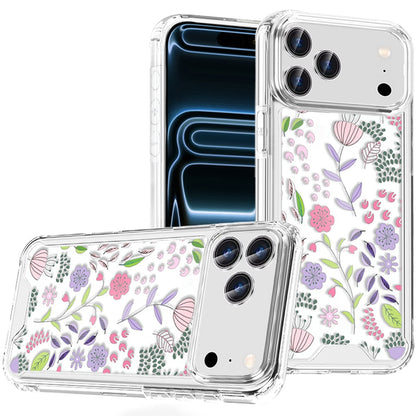 Phone Case for Apple iPhone 17 Pro Max (6.9") Beautiful Floral TPU Shockproof Hybrid Rubber PC Slim Lightweight Protective Designer Pattern Cover Purple and Green Wildflowers