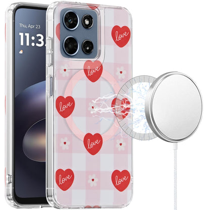 Phone Case for Motorola Moto G 5G 2026 / 2025 Shockproof Dual Layer TPU IMD Print Rugged Anti-Slip Grip Drop Protection Scratch Resistant Slim Fit Glossy Floral Heart Aesthetic Cover