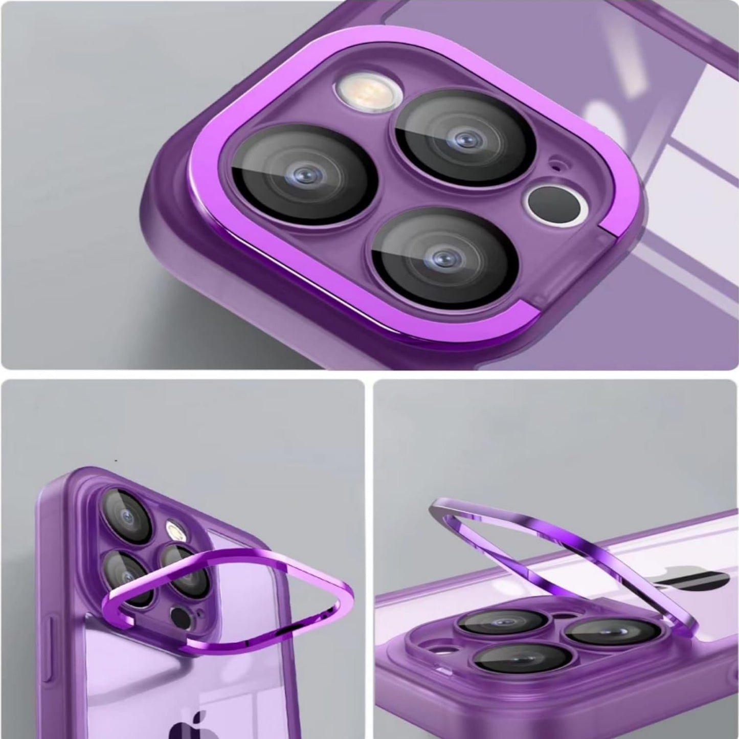 For Apple iPhone 15 (6.1") Built-in Camera Kickstand Clip Shockproof Iridescent Holographic Colorful TPU Slim Protective  Phone Case Cover