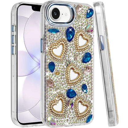 Phone Case for Samsung Galaxy A27 Luxury Crystal Heart Rhinestone Diamond Bling Shockproof Hybrid Glitter Protective Stylish Durable Grip Cover