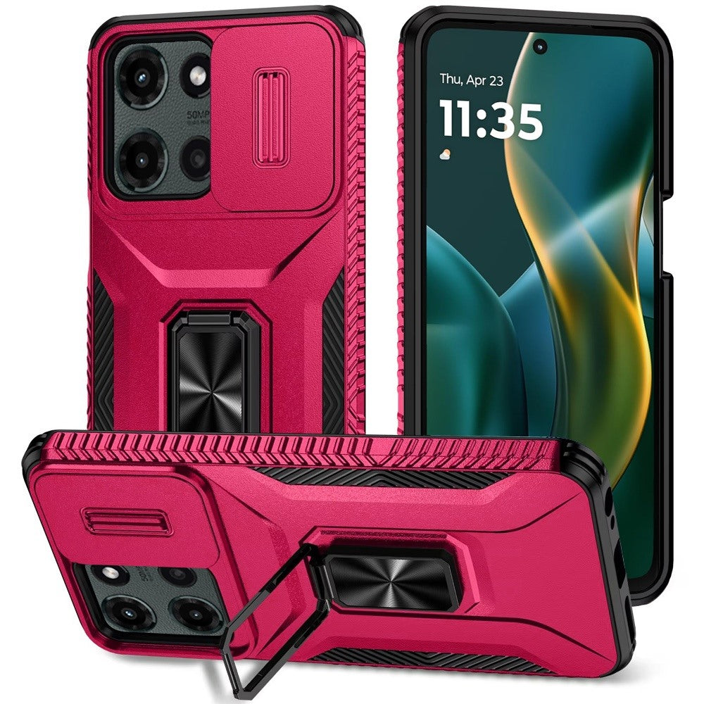 For Motorola Moto G Stylus 5G 2025 Case, Camera Cover with Magnetic Rotation Ring Stand, Military Grade Hybrid Hard TPU Shockproof Case Cover