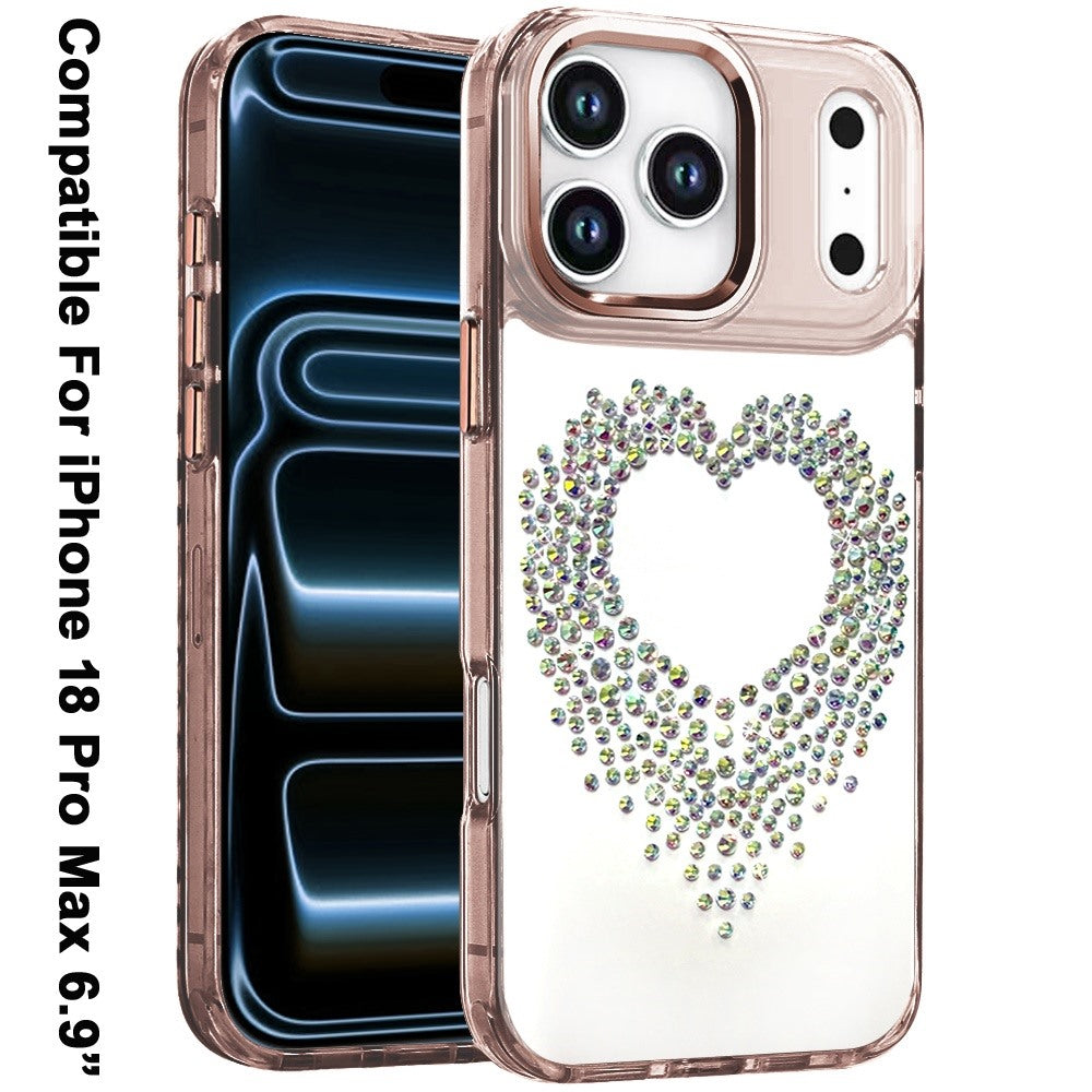 Phone Case for Apple iPhone 18 Pro Max Angel Hearts Bling Shimmer Colorful Glitter Chrome Edge Shockproof Stylish Hybrid Design Cover