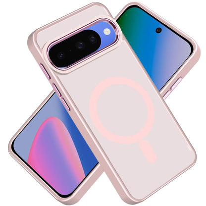 Phone Case for Google Pixel 11 / 11 Pro Clear Acrylic Magnetic Circle Shockproof Hybrid Metal Button TPU Drop Protection Rugged Slim Durable Armor Cover