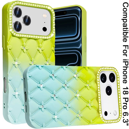 Phone Case for Apple iPhone 18 Pro Floral Glitter Shimmer Bling Hybrid Shockproof Anti Slip Thick TPU Protective Stylish Design Cover