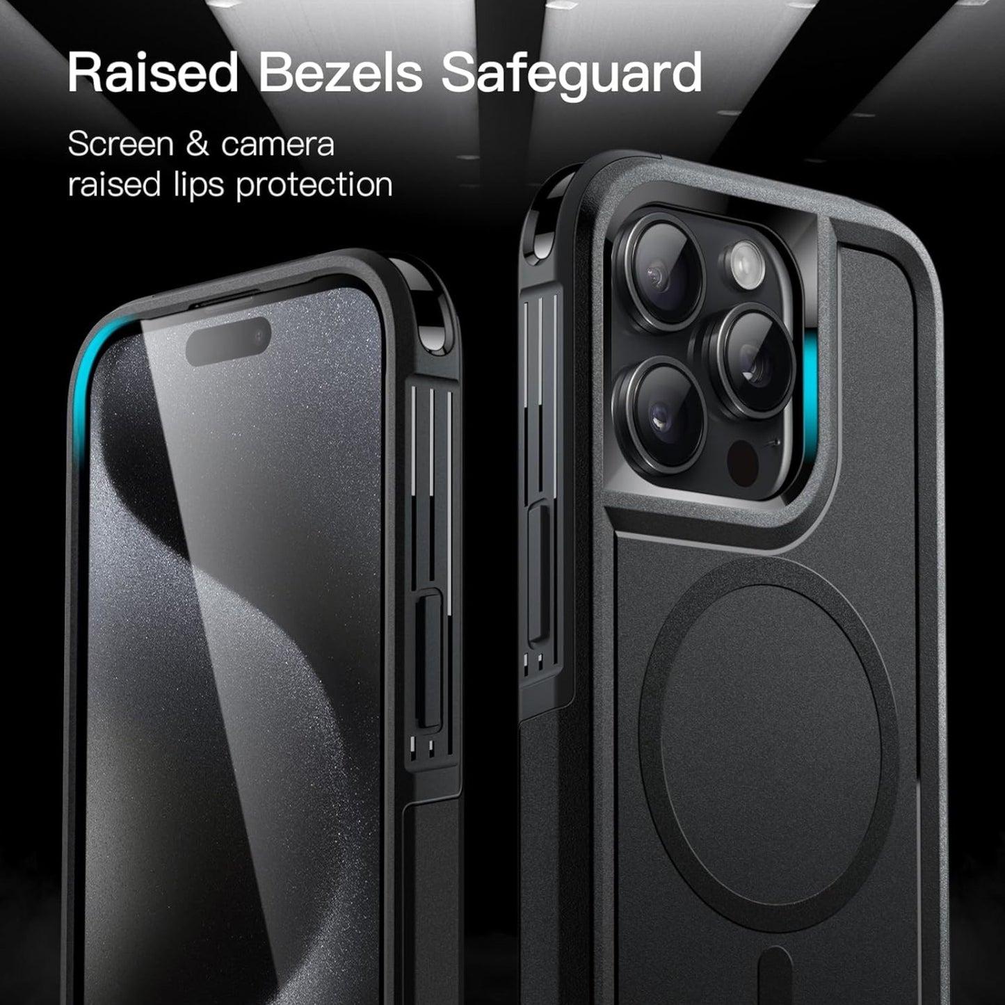 For Apple iPhone 15 Pro Max (6.7") Shockproof Heavy Duty Dual-Layer Rugged Magnetic Hybrid [Compatible with MagSafe]  Phone Case Cover