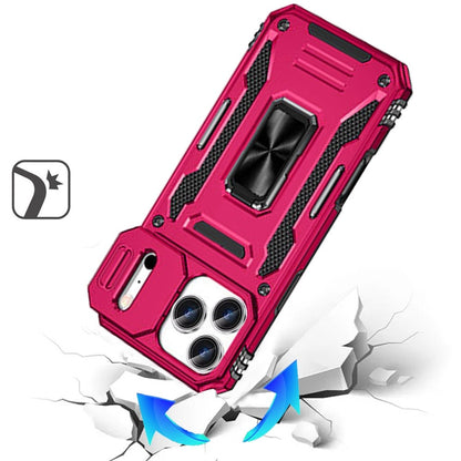 Phone Case for Apple iPhone 18 Pro Max Tough Metal Ring Shockproof Sliding Camera Window Hybrid Armor Rugged Anti Slip Heavy Duty Grip Cover