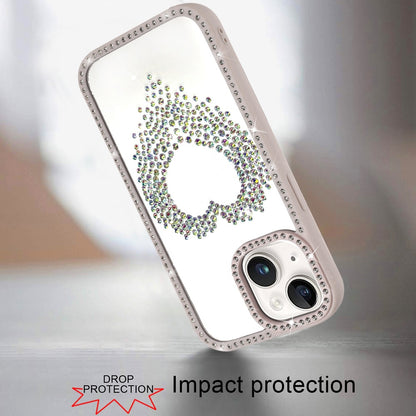 Phone Case for Apple iPhone 14/13 Angel Hearts Glitter Shimmer Diamond Edge Sparkle Hybrid Shockproof AntiSlip Grip Fashion Stylish Protective Bumper Cover Beige