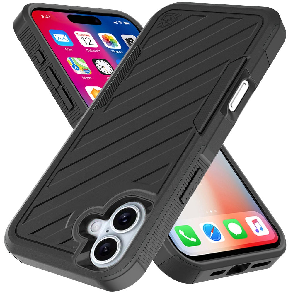 For Samsung Galaxy A16 5G Combo Hybrid lined with Belt Clip Holster Armor Shockproof Rugged Textured 2in1 Non Slip Tough Case Cover