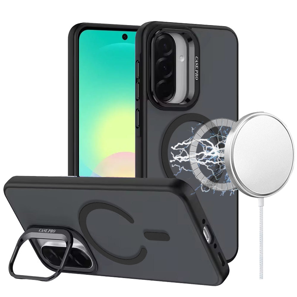 Phone Case for Samsung Galaxy A27 Magnetic Shockproof Hybrid Camera Stand Guard Anti Slip Rubber Durable Protective Matte Design Cover