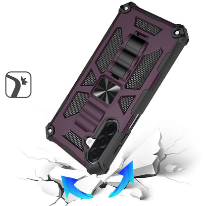 Phone Case for Samsung Galaxy A17 5G Built in Magnetic Hiden Kickstand Shockproof Rugged Armor Grip Hybrid Heavy Duty Anti Slip Protective Style Cover Purple