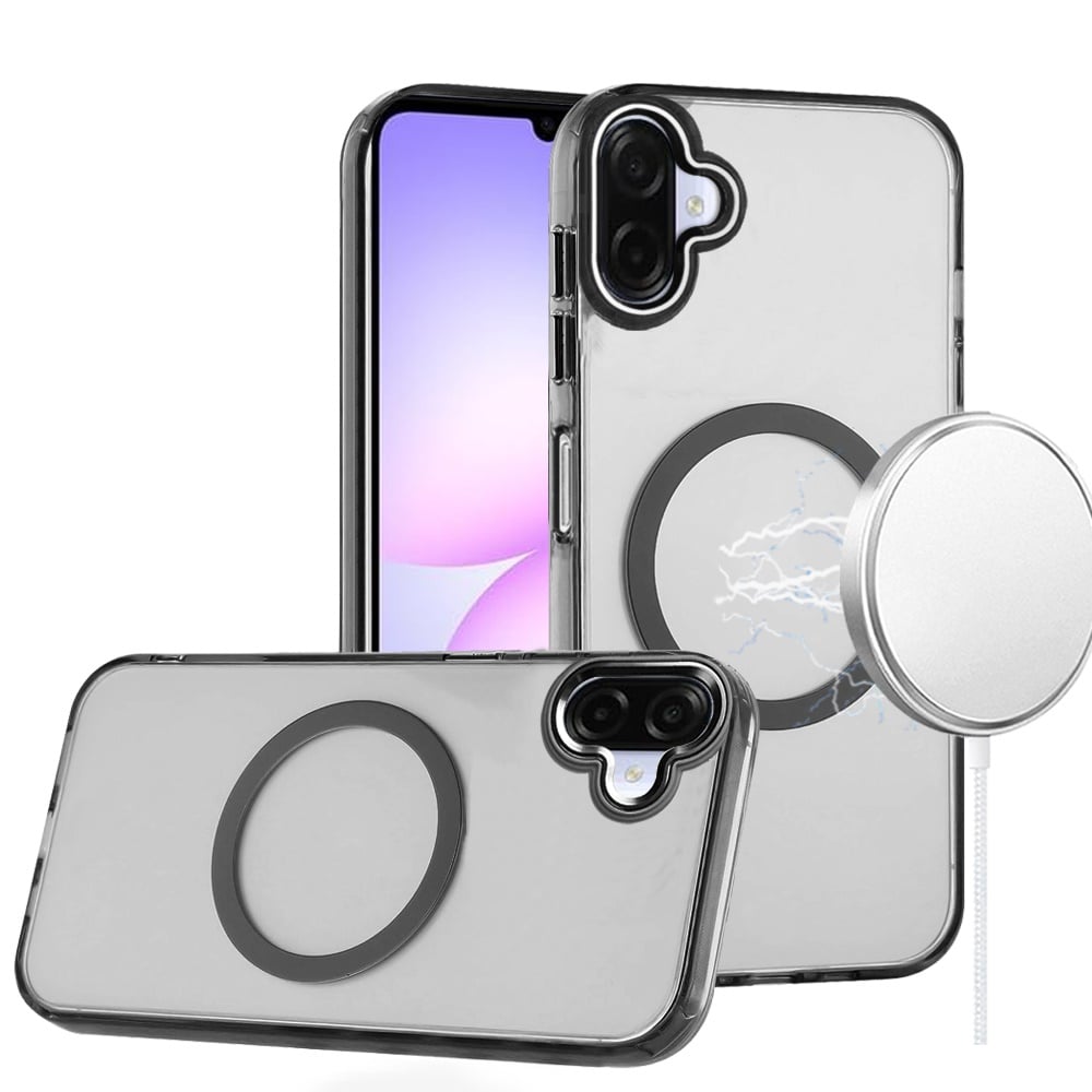 Phone Case Cover for Samsung Galaxy A07 4G Transparent Back Hybrid Case - Magnetic Circle, Color Frame, Metal Buttons, MagSafe Compatible Cover