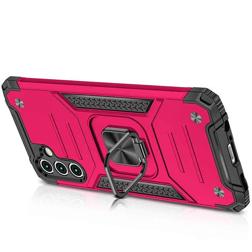 For Samsung Galaxy A17 5G Armor Hybrid Magnetic Stand with Ring Holder Kickstand Shockproof Heavy-Duty Durable Rugged TPU Dual Layer Case Cover