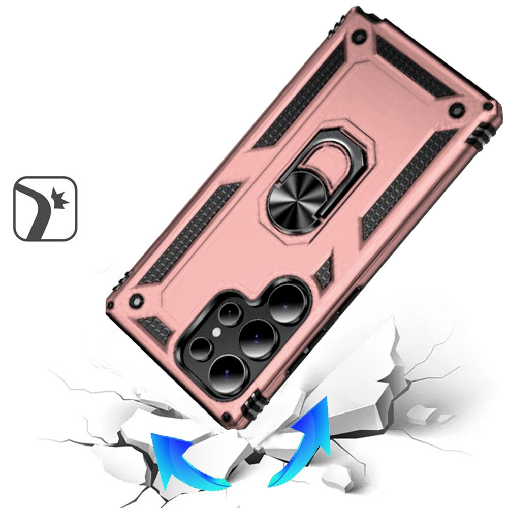 For Samsung Galaxy S26 Ultra Hybrid Shockproof Durable 360 Degree Rotatable Ring Stand Holder Kickstand Fit Magnetic Car Mount Case Cover