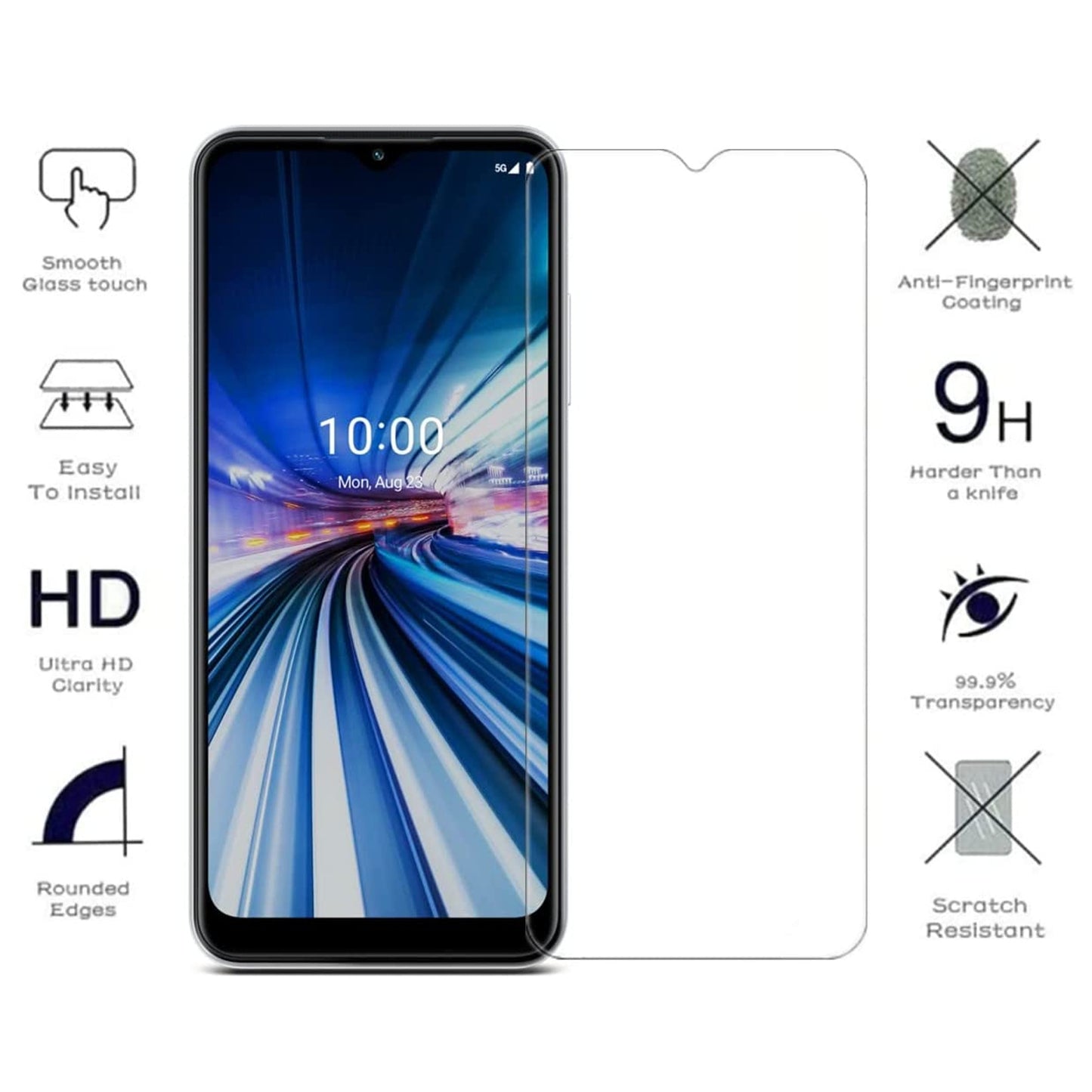 For AT&T Verge Tempered Glass Screen Protector, Bubble Free, Anti-Fingerprints HD Clear, Case Friendly Tempered Glass Film Case Cover Clear