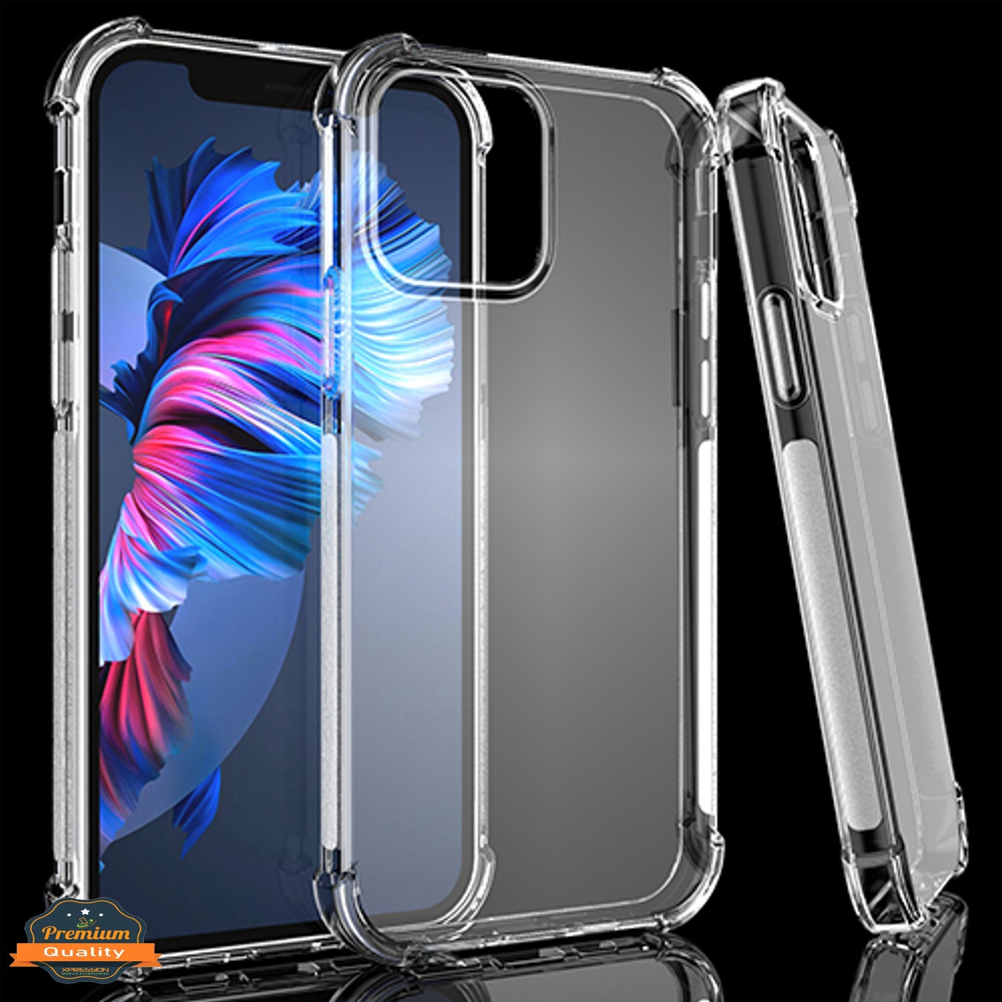For Apple iPhone 15 Pro (6.1") HD Crystal Clear Hybrid TPU [Four-Corner Protective] Rubber Silicone Gel Transparent Clear Phone Case Cover