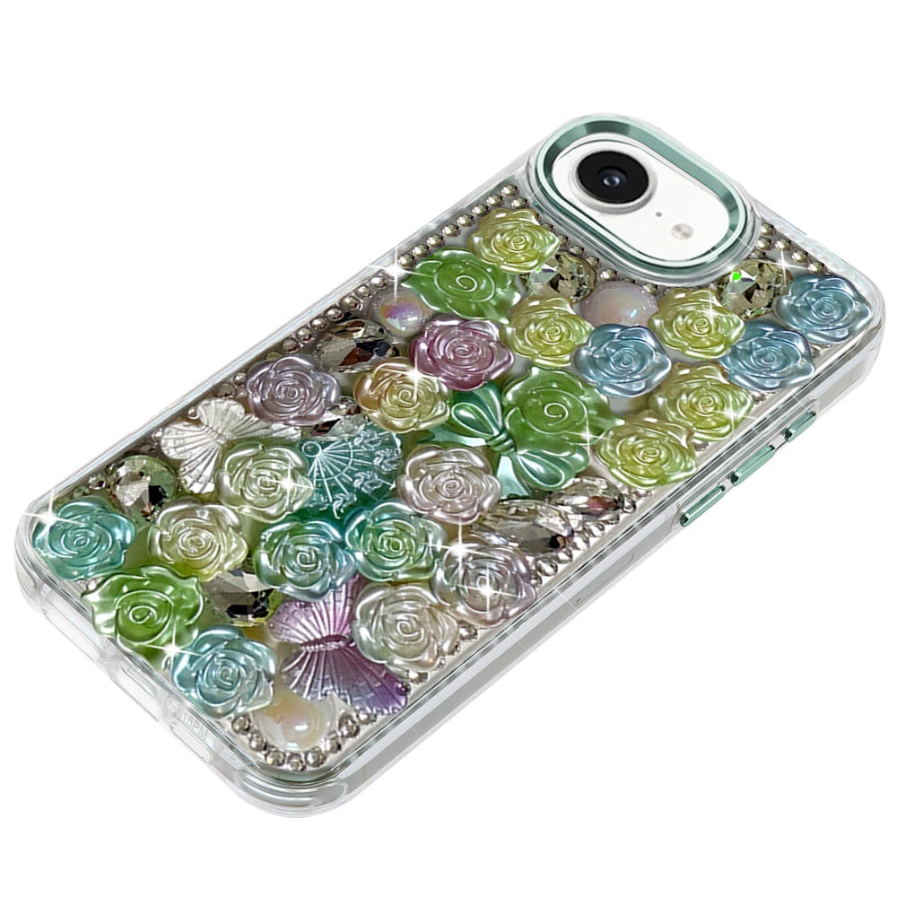 For Samsung Galaxy A57 Muti-Color Floral Fashion Bling Crystal 3D Full Diamonds Stones Sparkle Rhinestone Glitter Hybrid Case Cover