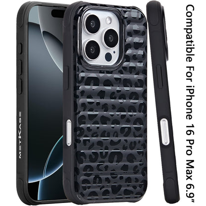 For Apple iPhone 16 Pro Chrome Leopard Magnetic Hybrid Shockproof Protection Design Secure Grip Stylish Durable Finish Case Cover Rose Gold Leopard