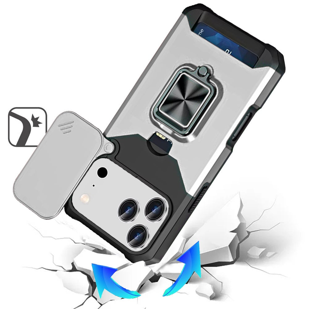 Phone Case for Apple iPhone 18 Pro Card Holder Magnetic Ring Stand Shockproof Anti Slip Wallet Grip Protective Hybrid Design Cover