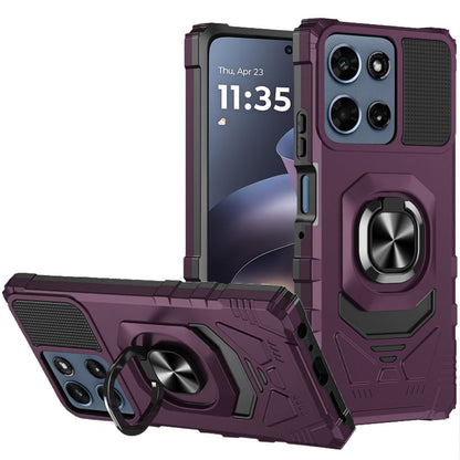 Phone Case for Motorola Moto G 5G 2026/ 2025 Rugged Hybrid Dual Layer Magnetic Ring Stand Armor Shock Absorbing Heavy Duty TPU Reinforced Bumper Cover Purple
