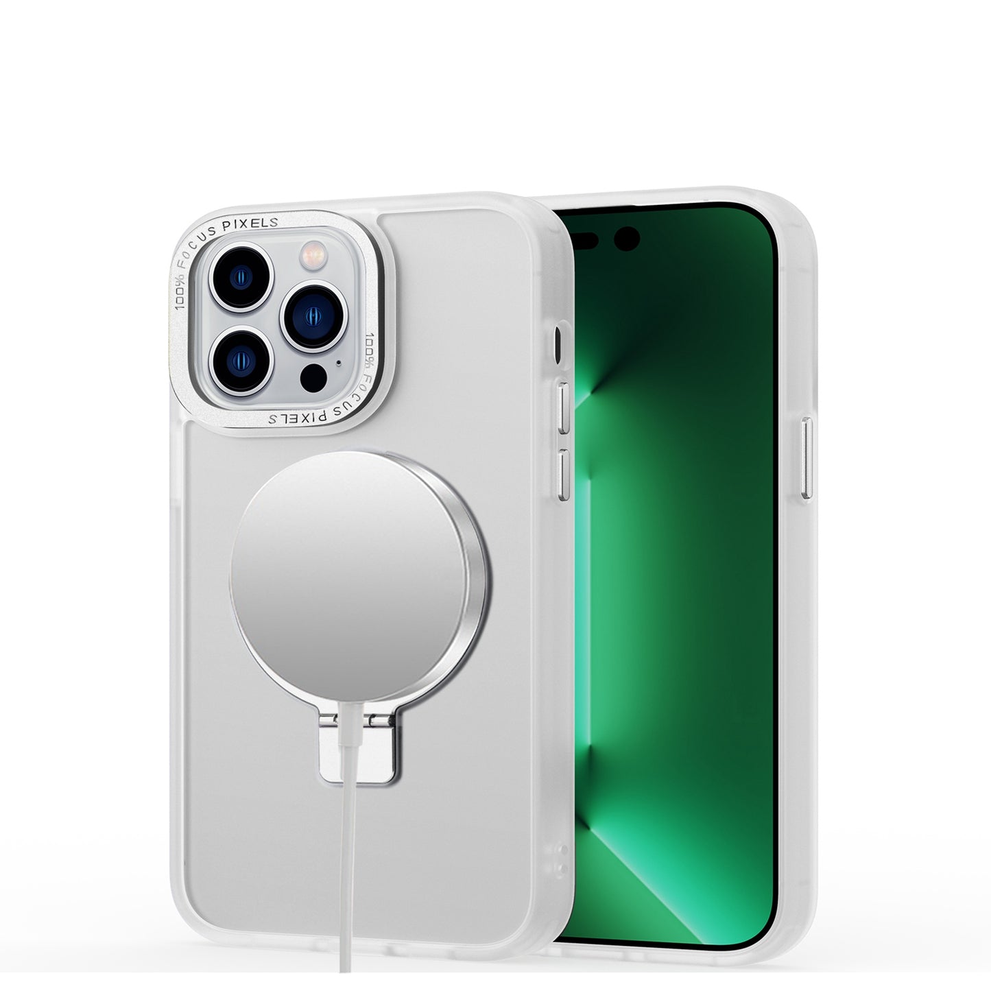 Phone Case for Samsung Galaxy S23 Ultra Metal Chrome Magnetic Circle Kickstand Shockproof Matching Camera Protector Durable Grip Hybrid Armor Cover Clear