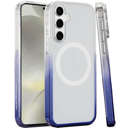 For Samsung Galaxy S25 /S24 Transparent Two Tone Gradiant Magnetic Space [Compatible with Magsafe] Hybrid Shockproof Protective Case Cover Two Tone Blue