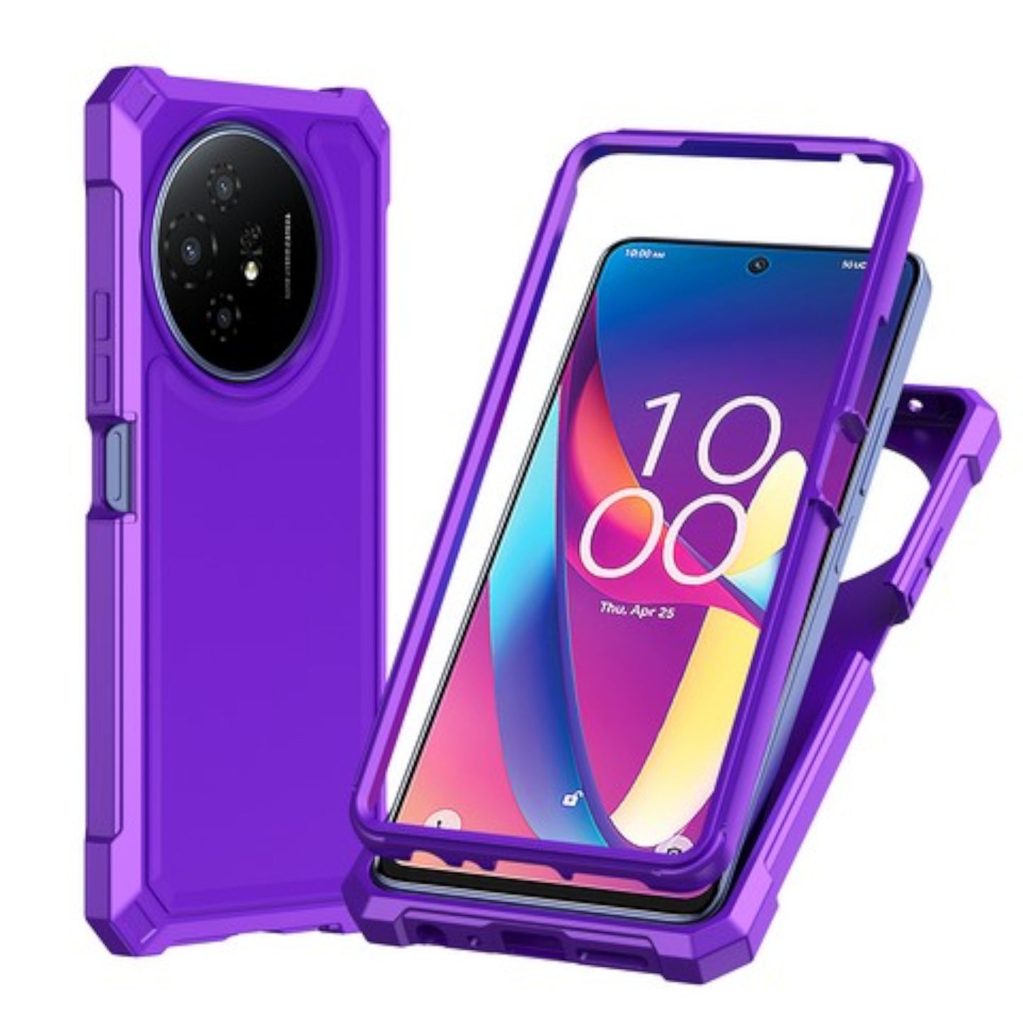 For TCL K24 /TCL K23 Hybrid 2in1 Front Bumper Frame Cover Square Edge Shockproof Soft TPU + Hard PC Anti-Slip Heavy Duty Case Cover Purple