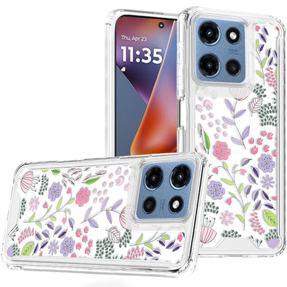 Phone Case for Motorola Moto G Play 5G 2026/ 5G 2025/ 5G2026 Beautiful Floral TPU Shockproof Hybrid Rubber PC Slim Lightweight Protective Designer Pattern Cover Purple and Green Wildflowers