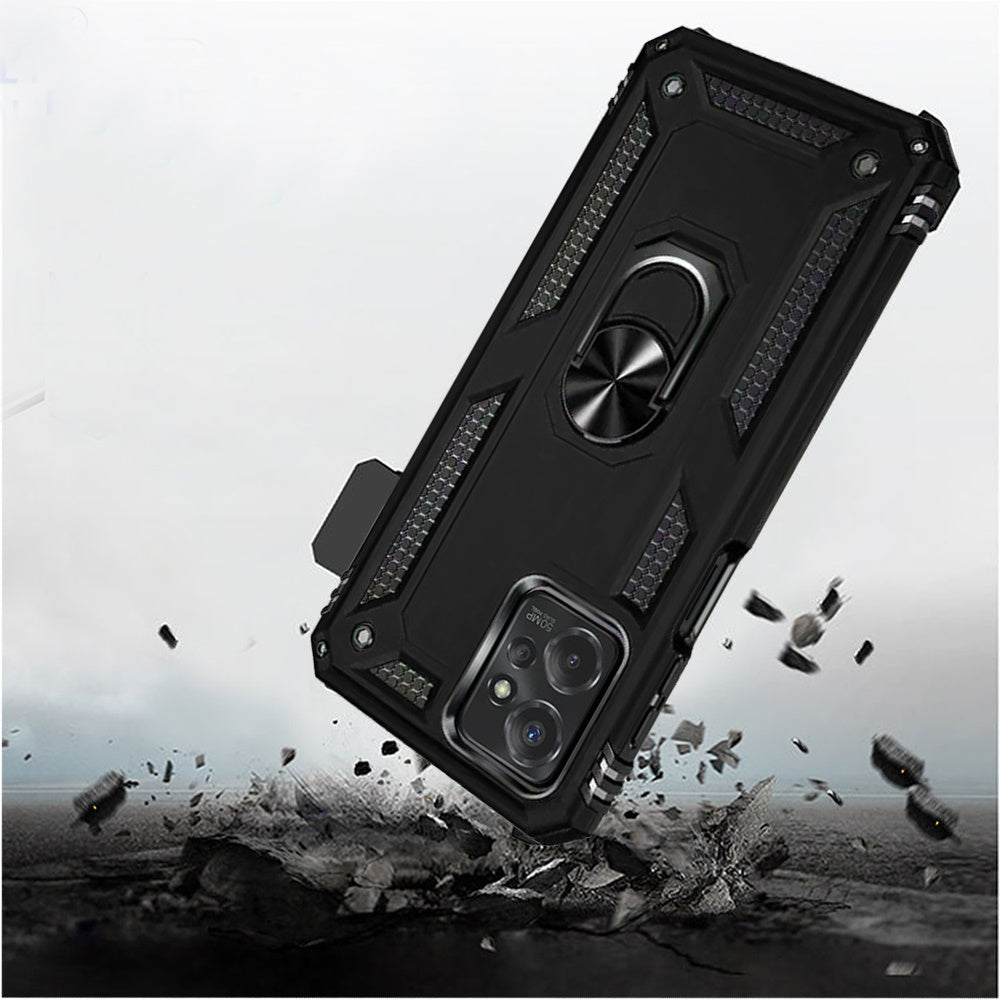 For Motorola Moto G Power 5G 2023 Hybrid Combo Belt Clip Holster with Ring Stand Holder, Military Grade Fit Magnetic Car Mount Shockproof Case Cover Black