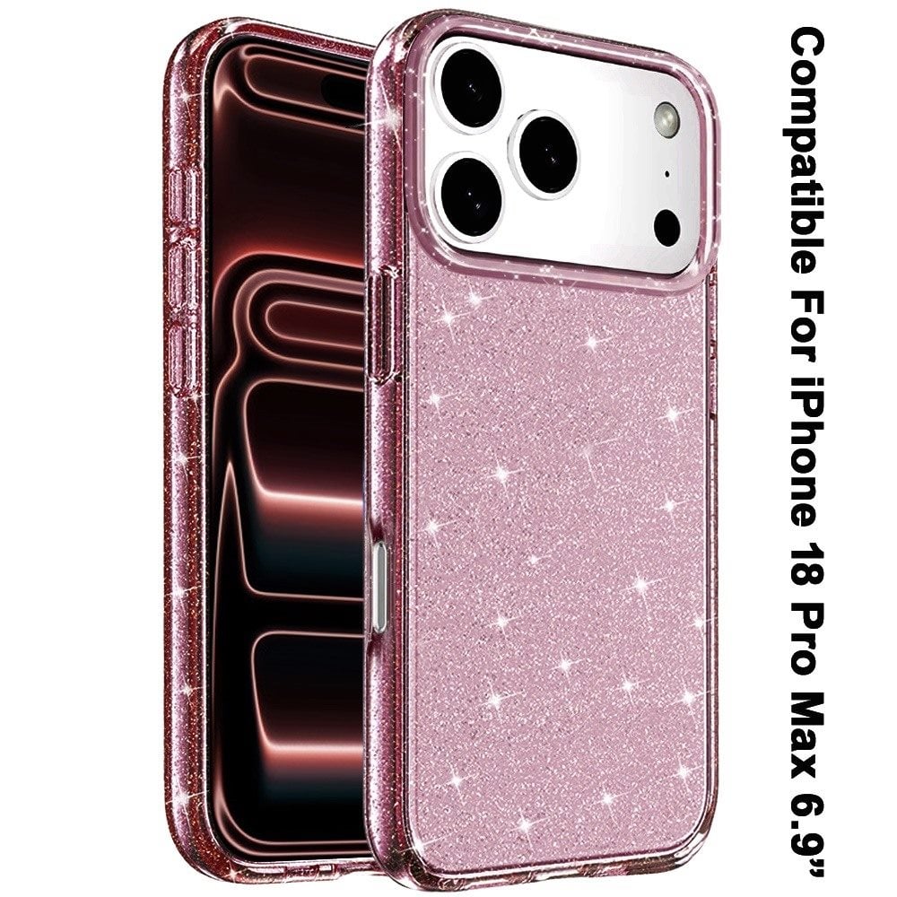 Phone Case for Apple iPhone 18 Pro Max/ 17 Pro Max Glitter Transparent Shockproof Thick Clear Hybrid Slim Fit Heavy Duty 3mm TPU Protective Bumper Cover Purple