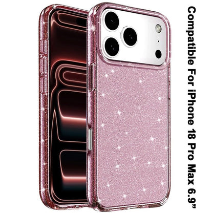 Phone Case for Apple iPhone 18 Pro Max/ 17 Pro Max Glitter Transparent Shockproof Thick Clear Hybrid Slim Fit Heavy Duty 3mm TPU Protective Bumper Cover Purple