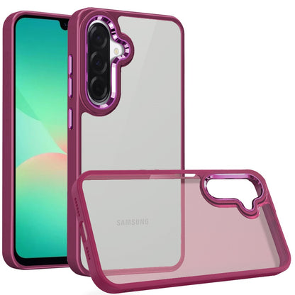 Phone Case for Samsung Galaxy A27 Transparent Thick Acrylic Hybrid Metal Buttons Shockproof Rubber TPU Slim Durable Grip Protective Cover