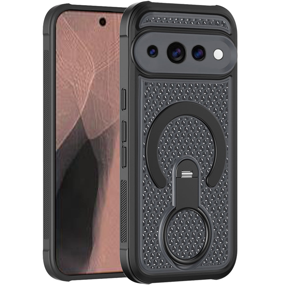 Phone Case for Google Pixel 11 /11 Pro Magnetic Honeycomb Hybrid Rugged Armor Ring Kickstand Dual Layer Shock Absorbing Hard PC Soft TPU Cover