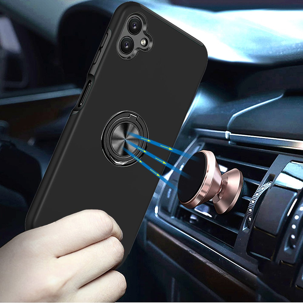 Phone Case for Samsung Galaxy A08 4G, A07 5G, A07 4G Invisible Ring Stand Shockproof Anti Slip Durable Grip Protective Hybrid Slim Fit Magnetic Car Mount Holder Cover