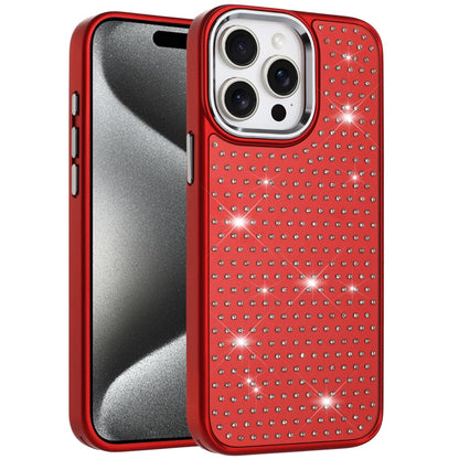 For Apple iPhone 15 Pro Max Bling Diamond Metallic, Full Sparkle Chrome Edged Hybrid Protective Shockproof Case Cover
