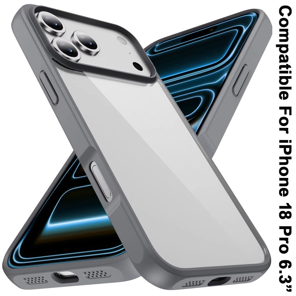 Phone Case for Apple iPhone 18 Pro Transparent Thick 2.0mm Hybrid Shockproof Rubber TPU Protective Slim Fit Grip Durable Clear HQ Design Cover