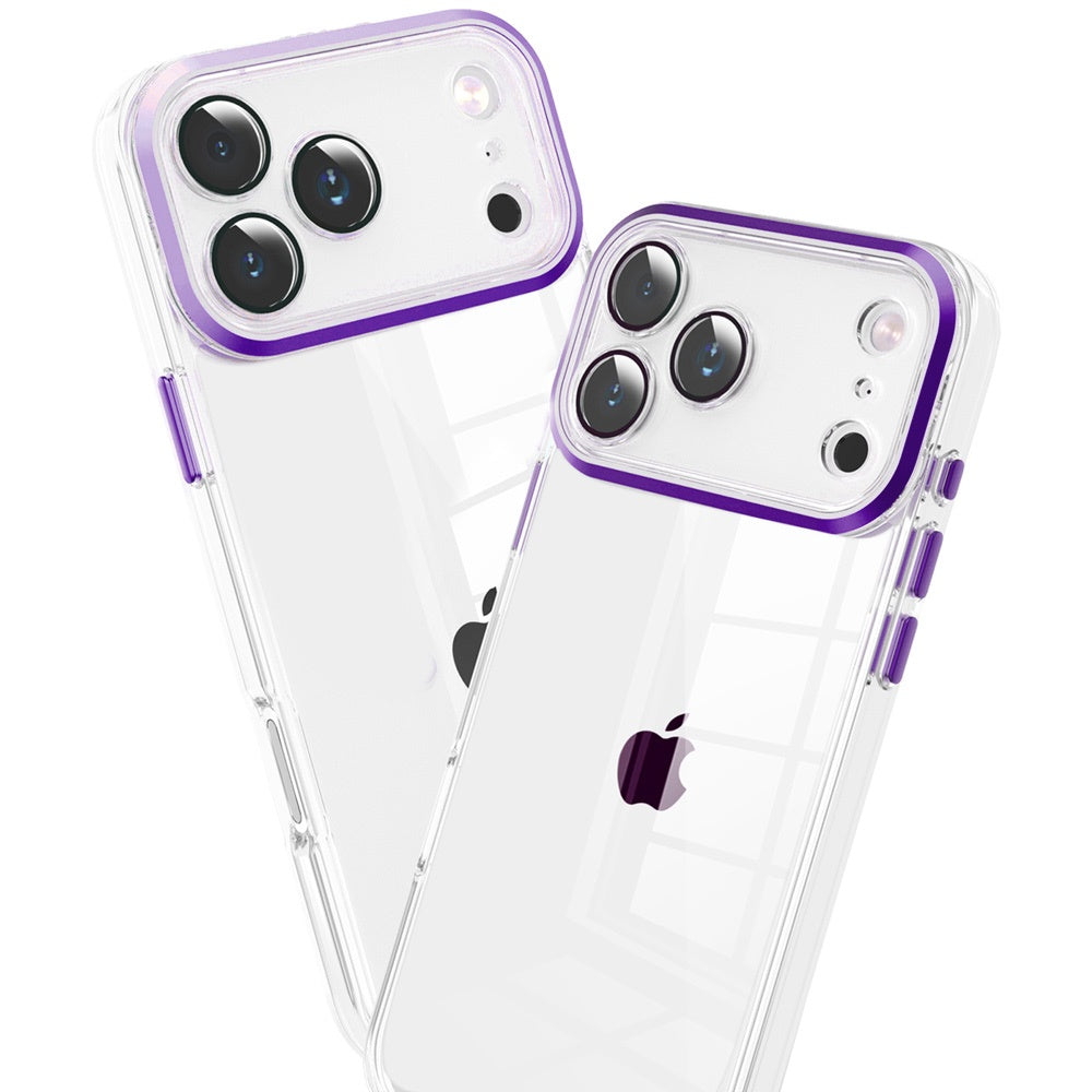Transparent Clear Hybrid Metal Button Camera Guard Shockproof Gummy TPU Slim Protective Grip
