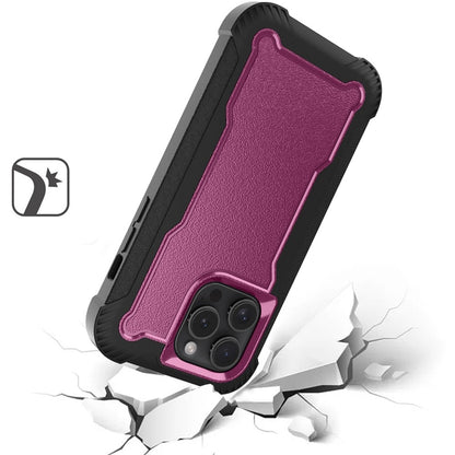 For Apple iPhone 12 Pro Max Tough Hybrid Case - Shockproof 3-in-1 Armor Full-Body Protection PC + TPU Rubber Bumper Frame Case Cover Burgundy