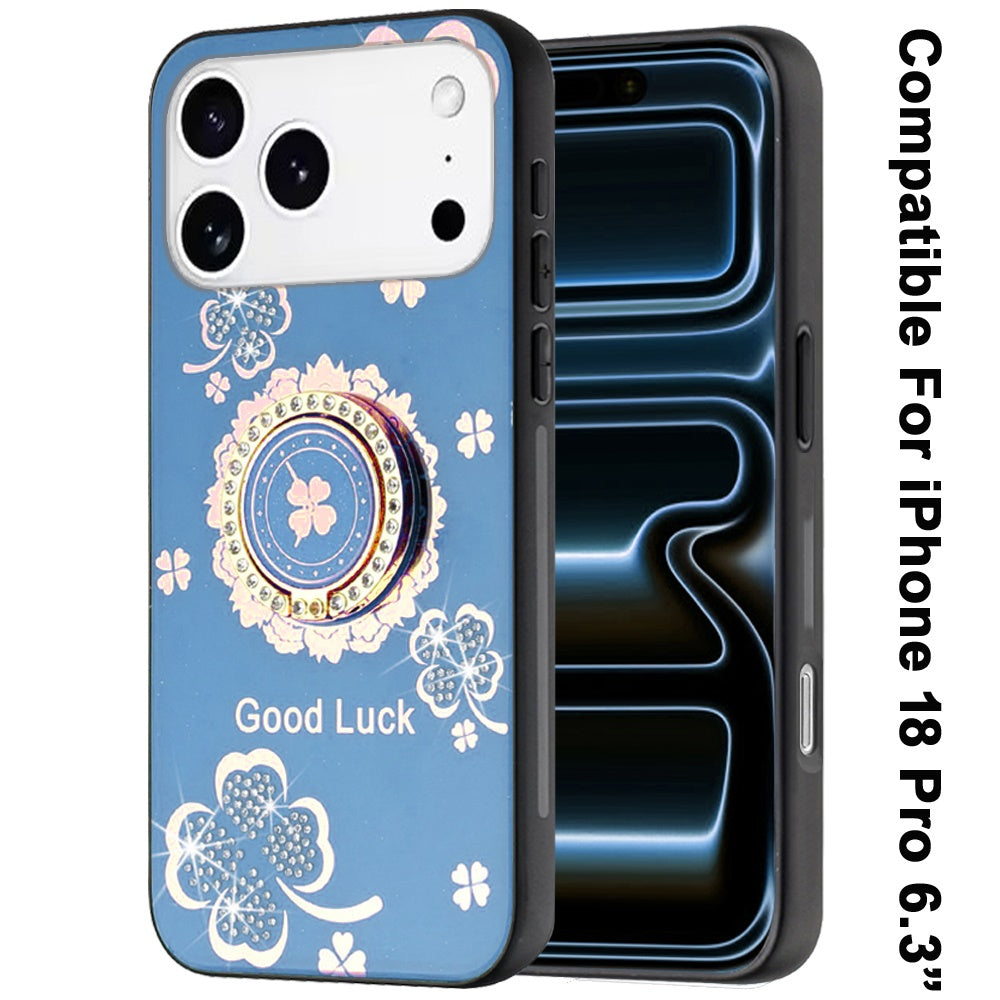 Phone Case for Apple iPhone 18 Pro Diamond 3D Fashion Floral Glitter Engraved Luxury Bling Hybrid Shockproof Chrome Edge Protective Grip Cover